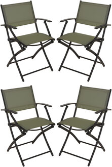 Redcliffs Klapstoel - 4x - groen - opklapbaar - 46 x 52 x 85 cm - staal/polyester - campingstoel/tuinstoel