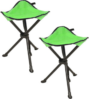 Redcliffs Opvouwbaar krukje - 2x - driepoot - camping/outdoor - groen - D34 x H40 cm