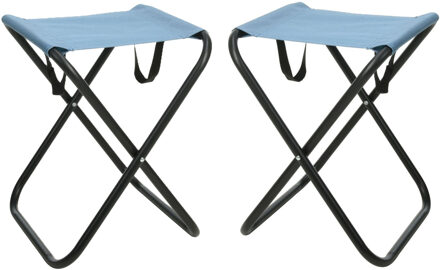 Redcliffs Outdoor Camping/outdoor krukje - 2x - Inklapbaar - blauw - metaal/polyester - 30 x 60 cm