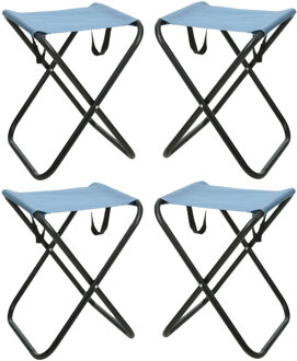 Redcliffs Outdoor Camping/outdoor krukje - 4x - Inklapbaar - blauw - metaal/polyester - 30 x 60 cm