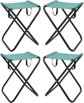 Redcliffs Outdoor Camping/outdoor krukje - 4x - Inklapbaar - groen - metaal/polyester - 30 x 60 cm