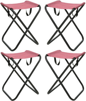 Redcliffs Outdoor Camping/outdoor krukje - 4x - Inklapbaar - roze - metaal/polyester - 30 x 60 cm
