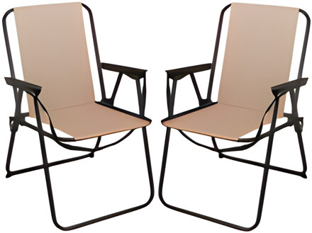 Redcliffs Stoel unica - 2x - beige - opvouwbaar - 75 x 38 cm - metaal/polyester - camping / tuin