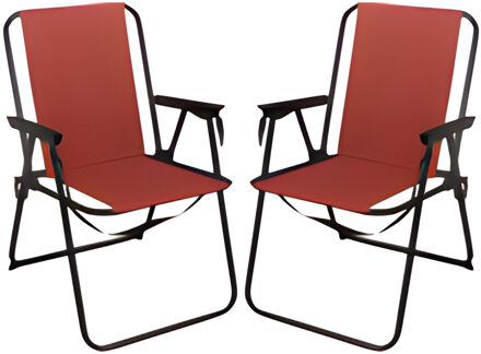 Redcliffs Stoel unica - 2x - terracotta - opvouwbaar - 75 x 38 cm - metaal/polyester - camping / tui