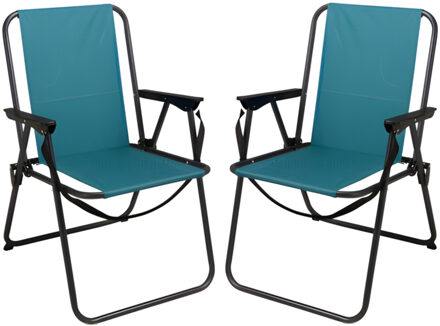 Redcliffs Stoel unica - 2x - turquoise - opvouwbaar - 75 x 38 cm - metaal/polyester - camping / tuin