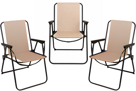 Redcliffs Stoel unica - 3x - beige - opvouwbaar - 75 x 38 cm - metaal/polyester - camping / tuin
