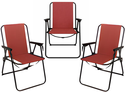 Redcliffs Stoel unica - 3x - terracotta - opvouwbaar - 75 x 38 cm - metaal/polyester - camping / tui