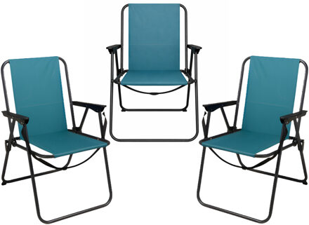 Redcliffs Stoel unica - 3x - turquoise - opvouwbaar - 75 x 38 cm - metaal/polyester - camping / tuin
