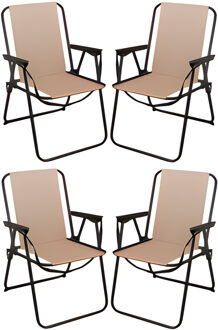 Redcliffs Stoel unica - 4x - beige - opvouwbaar - 75 x 38 cm - metaal/polyester - camping / tuin