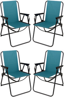 Redcliffs Stoel unica - 4x - turquoise - opvouwbaar - 75 x 38 cm - metaal/polyester - camping / tuin