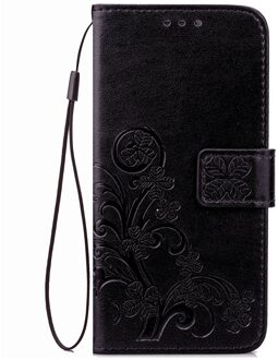 Redmi GO Flip Wallet Case Voor xiaomi redmi GO Case redmi GAAN PU Lederen Telefoon Case Voor xiaomi redmi GAAN 3D Clover emboss Cover zwart