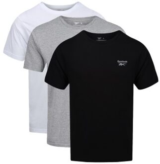 Reebok 3 stuks Santo Crew Neck T-Shirt * Actie * Versch.kleure/Patroon,Zwart,Grijs - Small,Medium,Large,X-Large