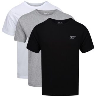 Reebok 3 stuks Santo Crew Neck T-Shirt Versch.kleure/Patroon,Zwart,Grijs - Small,Medium,Large,X-Large