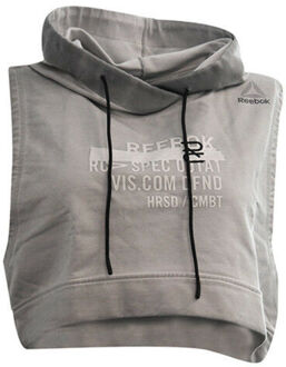 Reebok Combat Glory Mouwloze Grijze Training Cropped Hoody - Dames Grijs