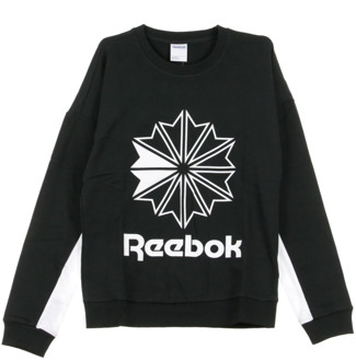 Reebok Zwarte Crewneck Sweatshirt met Groot Logo Reebok , Black , Dames