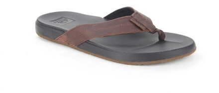 Reef Cushion Phantom Leather Heren Slippers - Black/Brown - Maat 44