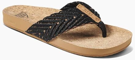 Reef Cushion Strand Dames Slippers - Black/Natural - Maat 38.5