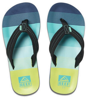 Reef Slippers - Maat 31/32 - Unisex - donkerblauw/blauw/lime groen
