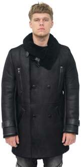 Reefer-jas met dubbele rij knopen voor heren, Candon - maat 5XL Zwart