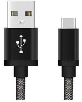 Reekin Visnet USB-A / USB-C Oplaadkabel - 2A, 1m - Zwart