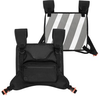 Reflecative Zakken Multifunctionele Borst Zak Met Brede Reflecterende Strip Outdoor Rugzak Voor Bergbeklimmen Fietsen Camping Wandelen zwart