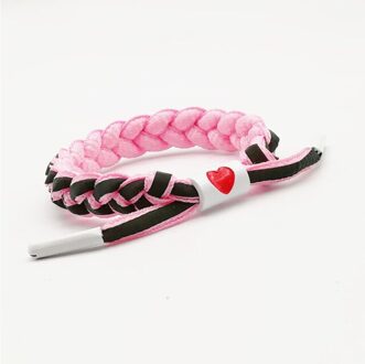 Reflecterende Armband Schoenveter Hand-Breien Liefde Armband Trendy Gradiënt Fluorescerende Paar Hand Touw Draagbare Voor Vrienden roze