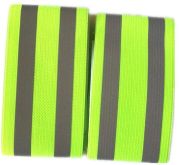 Reflecterende Bands Elastische Armband Polsband Enkel Been Bandjes Veiligheid Armband Voor Night Joggen Wandelen Fietsen Fietsen Running groen Parallel