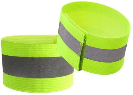 Reflecterende Bands Elastische Armband Polsband Enkel Been Bandjes Veiligheid Armband Voor Night Joggen Wandelen Fietsen Fietsen Running groen