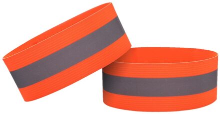 Reflecterende Bands Elastische Armband Polsband Enkel Been Bandjes Veiligheid Armband Voor Night Joggen Wandelen Fietsen Fietsen Running Oranje