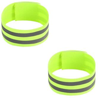 Reflecterende Bands Elastische Armband Polsband Enkel Been Bandjes Veiligheid Reflector Tape Bandjes Voor Night Joggen Wandelen Fietsen groen 2stk