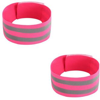 Reflecterende Bands Elastische Armband Polsband Enkel Been Bandjes Veiligheid Reflector Tape Bandjes Voor Night Joggen Wandelen Fietsen roos rood 2stk