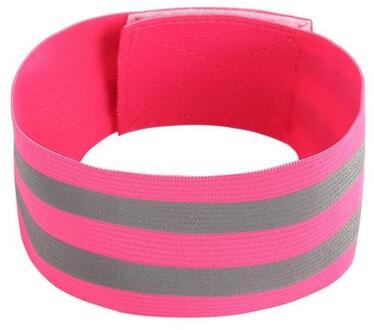 Reflecterende Bands Elastische Armband Polsband Enkel Been Bandjes Veiligheid Reflector Tape Bandjes Voor Night Joggen Wandelen Fietsen roos rood