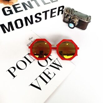 Reflecterende Kids Zonnebril Outdoor Kleurrijke Uv400 Frame Glazen Kinderen Jongen Meisje Accessoires Fotografie Props rood