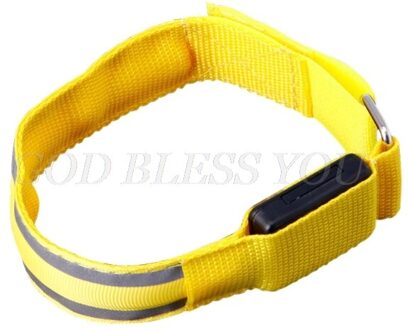 Reflecterende Led Light Armband Arm Strap Veiligheid Riem Voor Night Fietsen Running geel