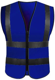 Reflecterende Veiligheid Vesten Voor Night Werkkleding Hoge Zichtbaarheid Werkkleding Man Vrouwen Outdoor Hardlopen Fietsen Sport Security Guard Blauw