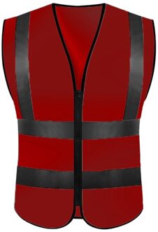 Reflecterende Veiligheid Vesten Voor Night Werkkleding Hoge Zichtbaarheid Werkkleding Man Vrouwen Outdoor Hardlopen Fietsen Sport Security Guard Rood