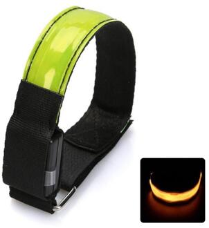 Reflecterende Waarschuwing Lamp Voor Nacht Wandelen Fietsen Safety Lights Led Knippert Night Running Light Armband Fiets Accessoires geel