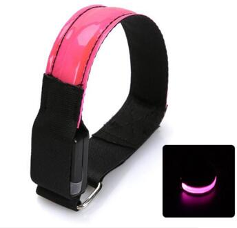 Reflecterende Waarschuwing Lamp Voor Nacht Wandelen Fietsen Safety Lights Led Knippert Night Running Light Armband Fiets Accessoires roze