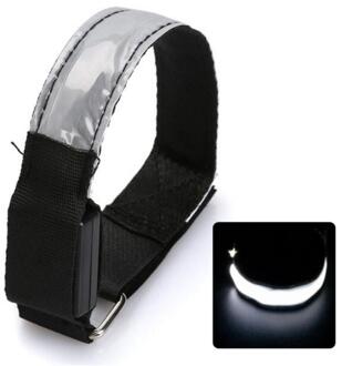 Reflecterende Waarschuwing Lamp Voor Nacht Wandelen Fietsen Safety Lights Led Knippert Night Running Light Armband Fiets Accessoires wit