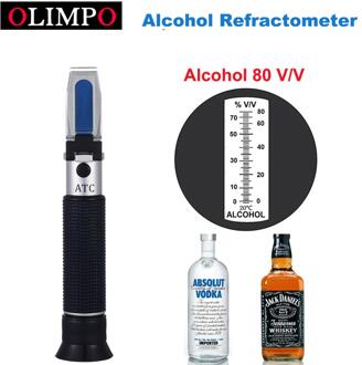 Refractometer Alcohol 0-80% V/V Alcoholmeter Zelfgemaakte Voor Liquor Whisky Brandy Vodka Geest Tester Atc Alcohol Refractometer