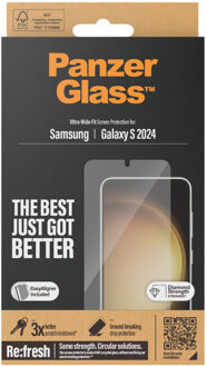 Refresh Ultra-Wide Fit Anti-Bacterial Screenprotector incl. applicator voor de Samsung Galaxy S24 Transparant