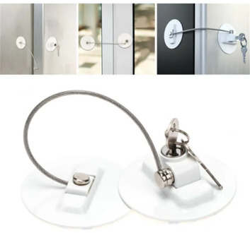 Refrigerator Door Lock with Key Strong Self-adhesive Restrictor Cable Safety Device for Baby Universal Lock