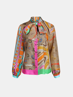 ® blouse st. tropez oranje fuchsia riem - maat XXXL Veelkleurig