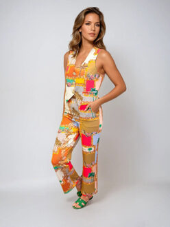 ® gilet lesbos palm zomer patchwork - maat XL Veelkleurig