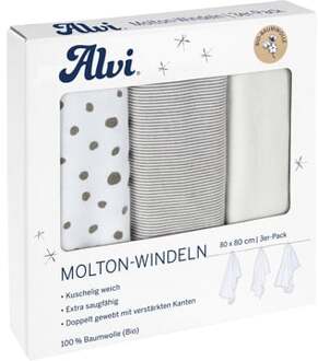 ® Molton luiers 3-pack Aqua Dot 80 x 80 cm Wit - 80x80 cm