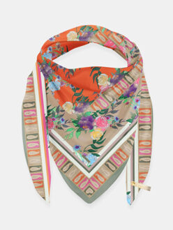 ® sjaal st. tropez oranje creme bloem - maat One size