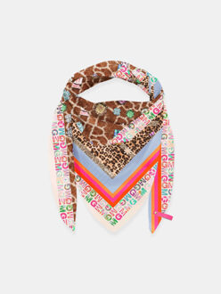 ® zijden sjaal st. tropez giraffe en dierenprint - maat One size Veelkleurig