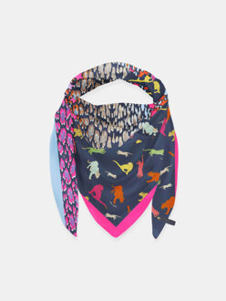 ® zijden sjaal st. tropez luipaardpatroon - maat One size Blauw