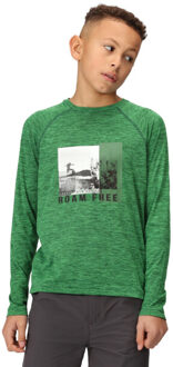 Regatta Burnlee roam free graphic print marl t-shirt voor kinderen/kinderen Groen - 140