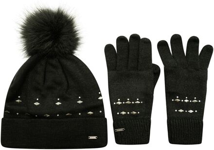 Regatta Dames bejewel ii muts en handschoenen set Zwart - One size